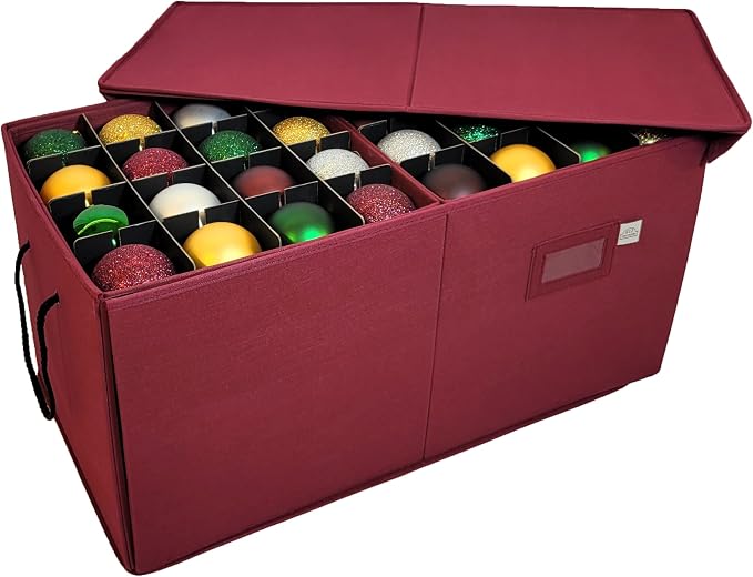 Christmas Ornament Storage Box, Adjustable Acid-Free Dividers | Holds 128 – 3 - Image 2