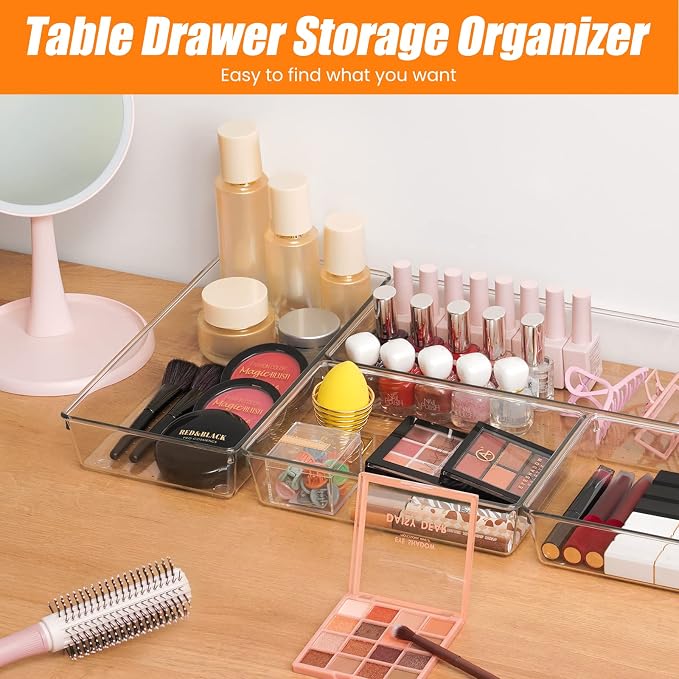 18 Pcs Large Size Clear Drawer Organizer Set, Acrylic Non Slip Non Cracking - Image 7