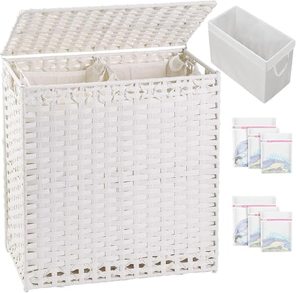 Laundry Hamper with Lid Wicker Laundry Basket 112 L Laundry Hampers Handwoven by SETVSON