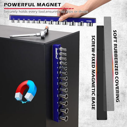 2-Piece 3/8"-Drive SAE Magnetic Socket Organizer Set - Image 4