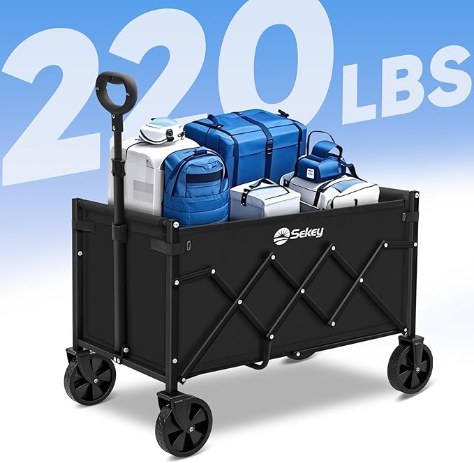 Sekey Wagon Cart with Wheels with 220LBS Capacity, Heavy Duty Wagon Carts - Image 3
