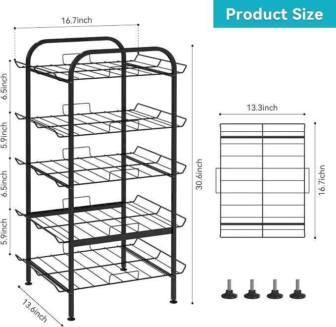 Water Bottle Organizer 5 Tier FreeStanding Water Bottle Storage Shelf - Image 2