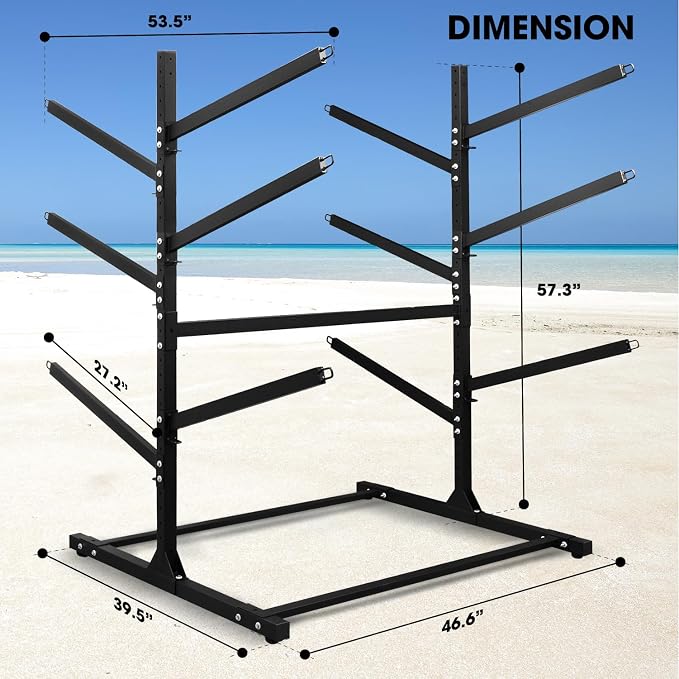 Adjustable Kayak Storage Rack, Freestanding Sup Storage Stand, Weatherproof - Image 7
