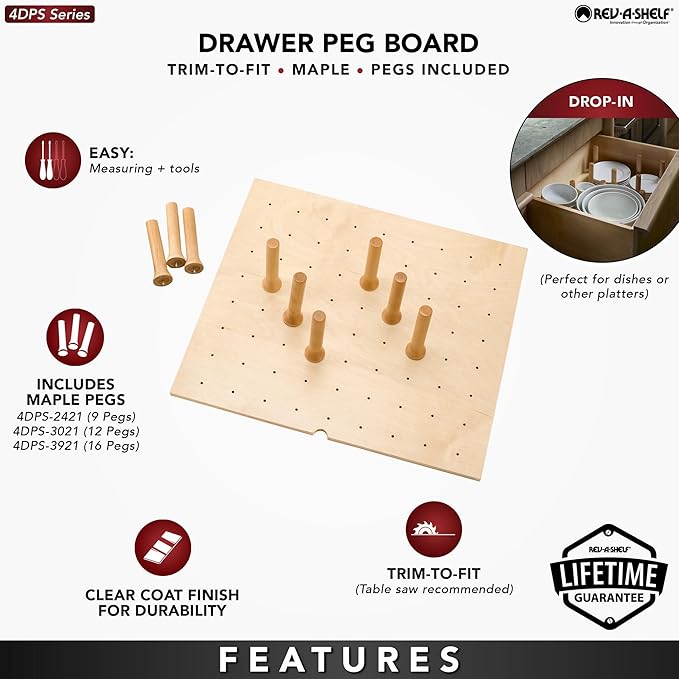 Rev-A-Shelf Trimmable Pegboard Drawer Divider Organizer, Trim to Fit Wooden - Image 5