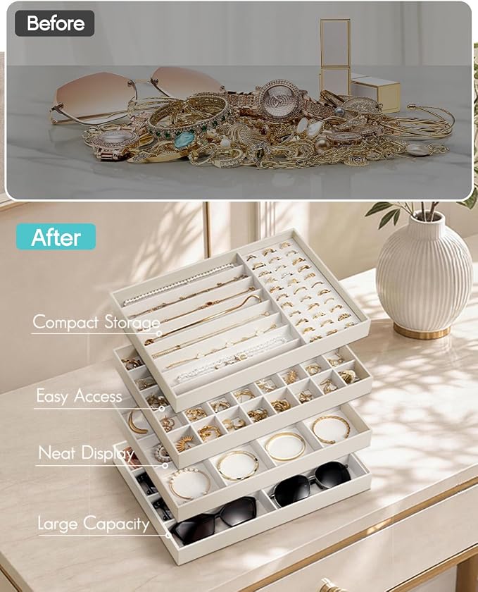 VLANDO Sunglasses Organizer, Stackable Jewelry Tray - Image 7