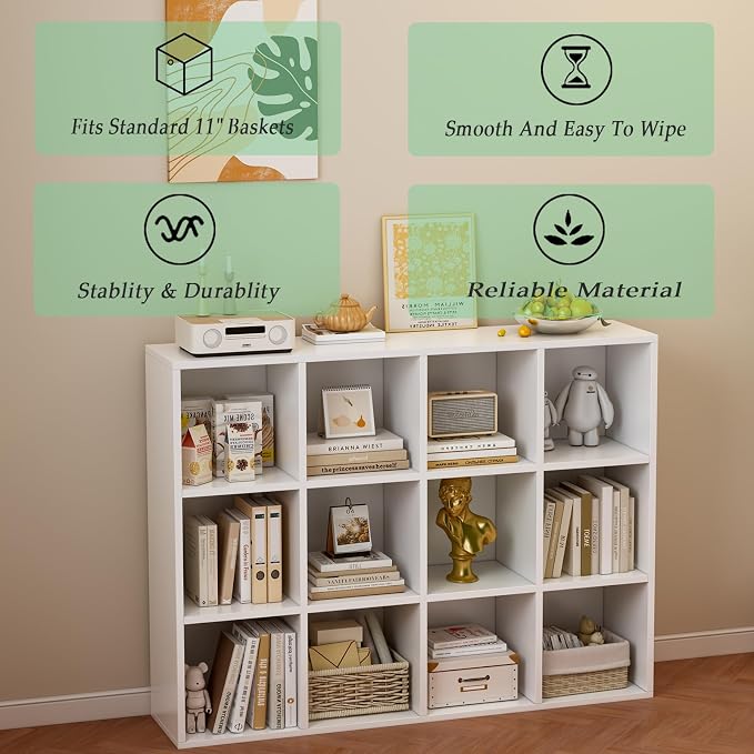 12-Cube Storage Shelf Bookcase - Image 4