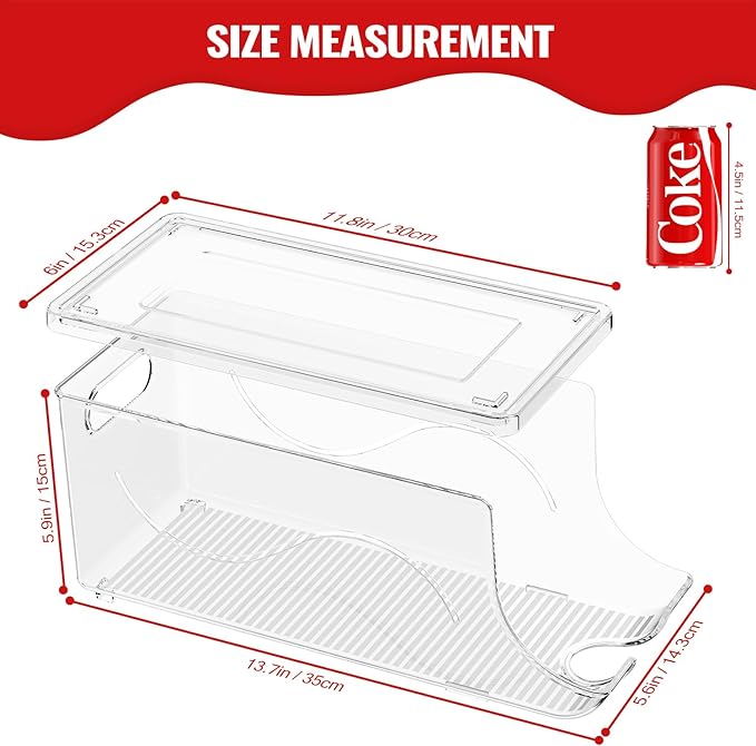 4 Pack Stackable Refrigerator Organizer, Soda Can Dispenser Pop Cans Container - Image 4