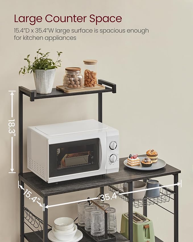 VASAGLE Baker's Rack, Microwave Stand, Kitchen Storage Rack - Image 5