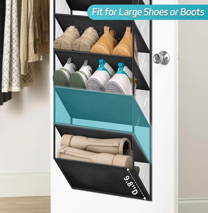 AOODA 10 Tier Clear Over the Door Shoe Organizer Storage, Deep Pockets Large - Image 3