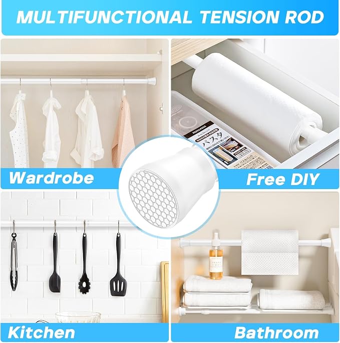 Tension Rod 16 to 26 Inch Adjustable Curtain Rod No Drilling White Tension - Image 6