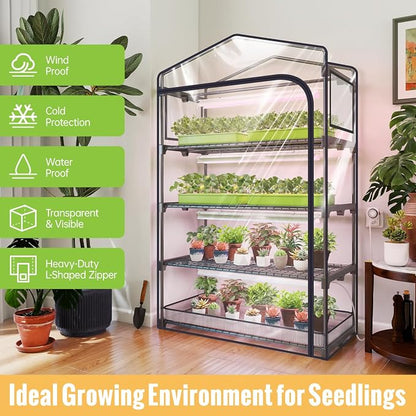 Indoor Greenhouse with Grow Light, 4-Tier Plant Shelf with T5 1.6FT 32W Full - Image 2