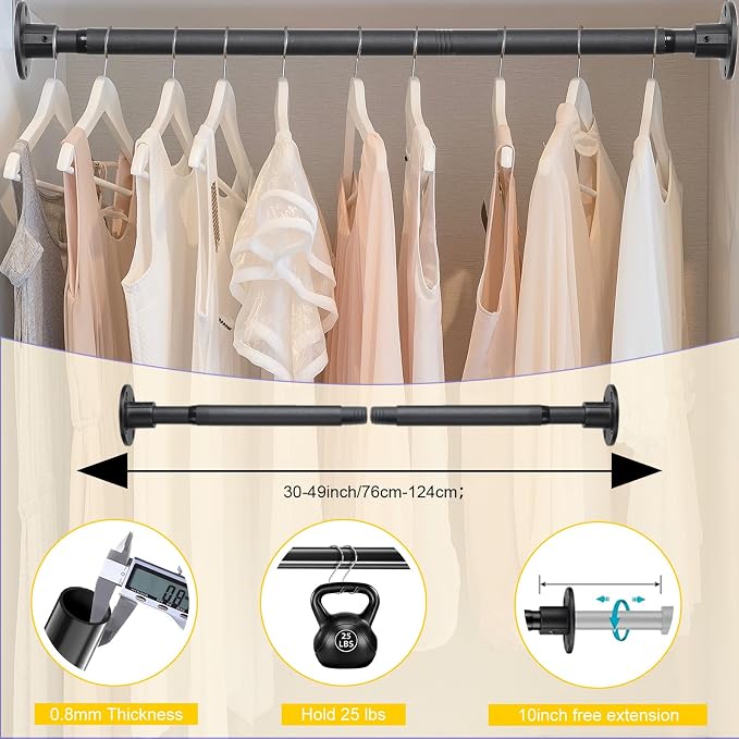 Closet Rod, 30 to 49 inch Adjustable Closet Rods - Image 4
