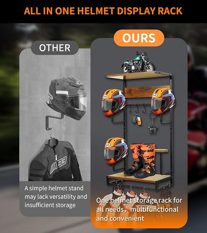 Motorcycle Helmet Rack Wall Mount, Retro Rust Helmet Holder - Image 5