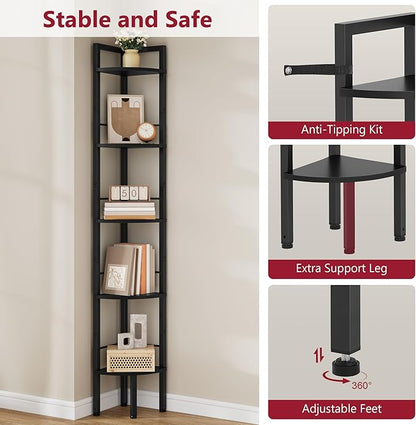 Tajsoon Small Corner Shelf Stand 5 Tier 60.5" - Image 5