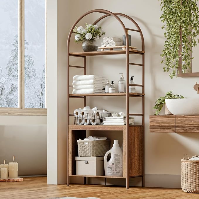 BREEZEHEAT 4-Tier Arched Bookshelf, Floor Standing Open Display Storage Shelf - Image 8
