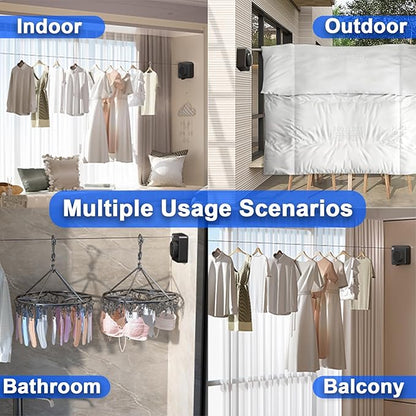 Retractable Clothesline Indoor & Outdoor, 15.6 Ft Non-Sagging Stainless Steel - Image 5