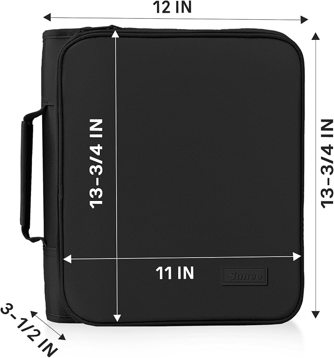 SUNEE Zippered Binder Bag with Handle, 2-Inch 3-Ring O-Ring, 500-Sheet Capacity - Image 6