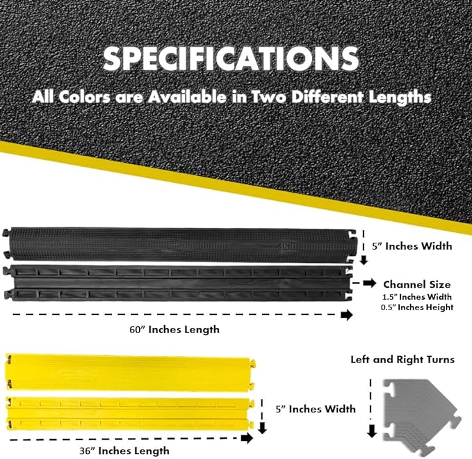 Kable Kontrol Drop Over Floor Cord Cover – 36” Inch Long 1 Channel Cable or - Image 5