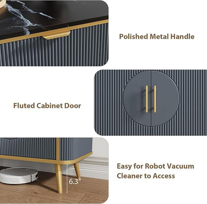 47.2" Buffet Storage Cabinet, Modern Fluted Coffee Bar Station - Image 7