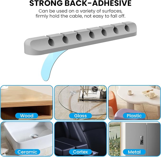 AhaStyle Cable Clips, 3 Pack Cord Holders Cable Organizer Self Adhesive Cord - Image 3