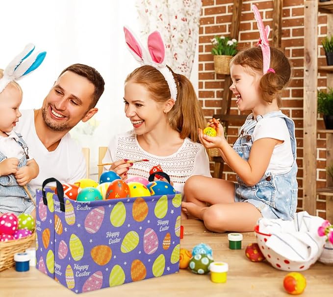 Rectangular Easter Basket Purple Easter Egg Gift Basket Baby Storage Basket - Image 4