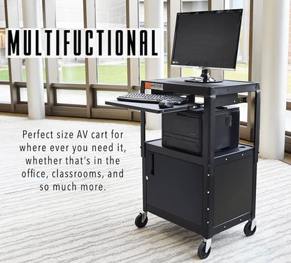 Stand Steady AV Cart with Locking Cabinet, Adjustable Height, UL Certified - Image 3