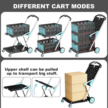 Foldable Shopping Cart, 200 lbs Capacity Grocery Carts on Wheels | - Image 6