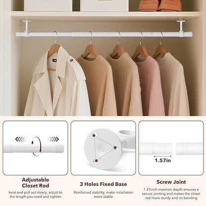 SUTINE Closet Rod, Closet Rods for Hanging Clothes, 17 to 52 inch Adjustable - Image 5