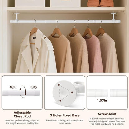 SUTINE Closet Rod, Closet Rods for Hanging Clothes, 17 to 67 inch Adjustable - Image 5