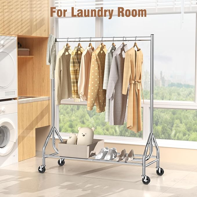 EAGMAK Heavy Duty Clothes Rack Load 420 LBS, 47.2" Long Rolling Garment Rack - Image 6