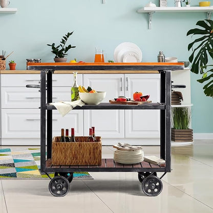 Diwhy Industrial 3 Tier Rolling Utility Storage Cart Wine Beverage, Metal Wine - Image 6