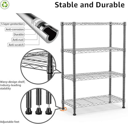 Xcity Storage Shelves, 4 Tier Heavy Duty Metal Shelving Unit, 1600 LBS - Image 3