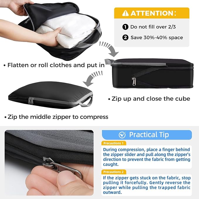 BAGAIL 4 Set/6 Set/8 Set Compression Packing Cubes Travel Accessories - Image 4