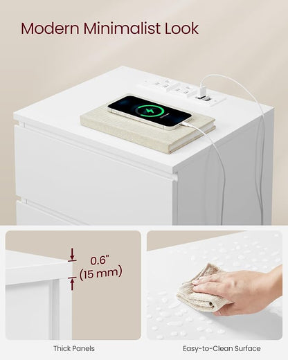 VASAGLE Nightstand with Charging Station, 2 AC Outlets and 2 USB Ports - Image 7