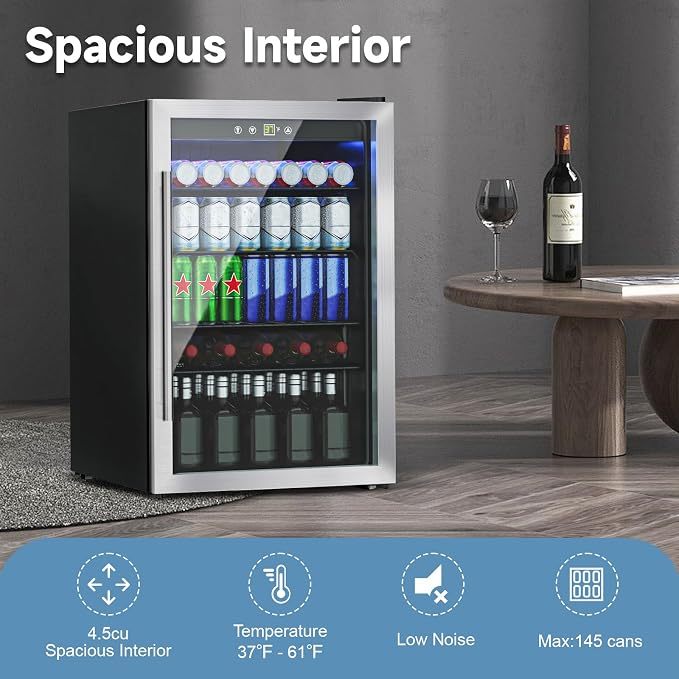 4.5 Cu.Ft Mini Fridge for 145 Cans, Beverage Refrigerator - Image 5
