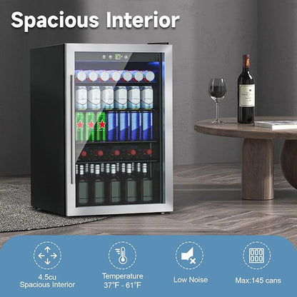 4.5 Cu.ft Beverage Refrigerator Cooler, 145 Can Mini Fridge - Image 6