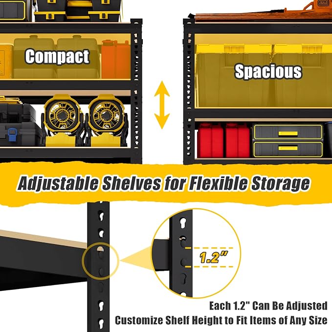 5-Tier Metal Storage Shelves: Heavy Duty Garage Shelving Adjustable Shelves - Image 6