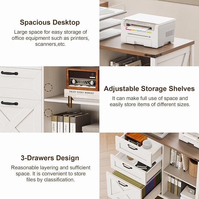 Halitaa 3 Drawers Farmhouse File Cabinet - Image 6