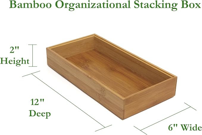 Lipper International 8185S Bamboo Wood Stacking Drawer Organizer Box - Image 2