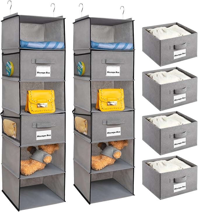 BrilliantJo 2 Pack 6 Shelves Hanging Closet Organizer by BrilliantJo