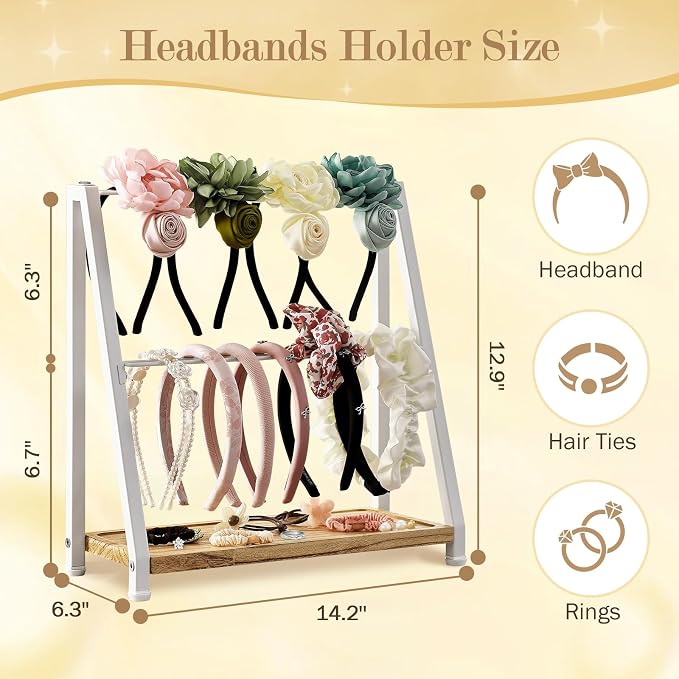 Headband Holder Organizer Metal 2-Tier Display Stand - Image 5