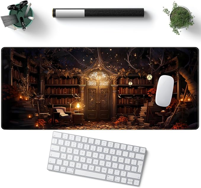 Vintage Desk Pad Magical Bookshelf Desk Mat Extra Large Big Office Mouse Pad - Image 5
