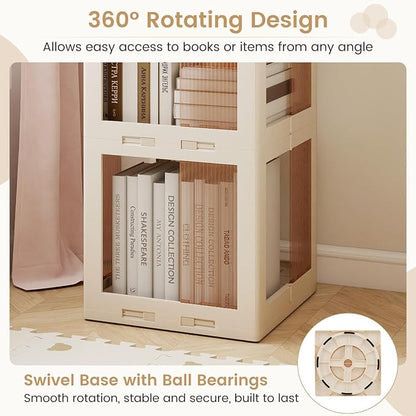 Giantex Foldable Rotating Bookshelf, 5-Tier Spinning Bookcase w/Swivel Base - Image 8