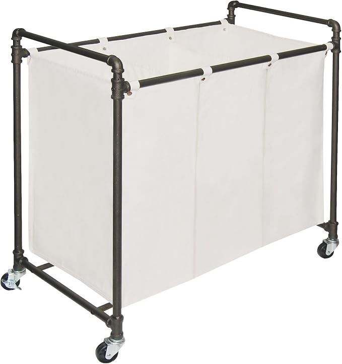 028-28003 Modern Industrial Style 3 Section Laundry Sorter, 33.24” W x 17.10” D - Image 8