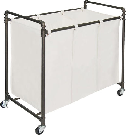 028-28003 Modern Industrial Style 3 Section Laundry Sorter, 33.24” W x 17.10” D - Image 8