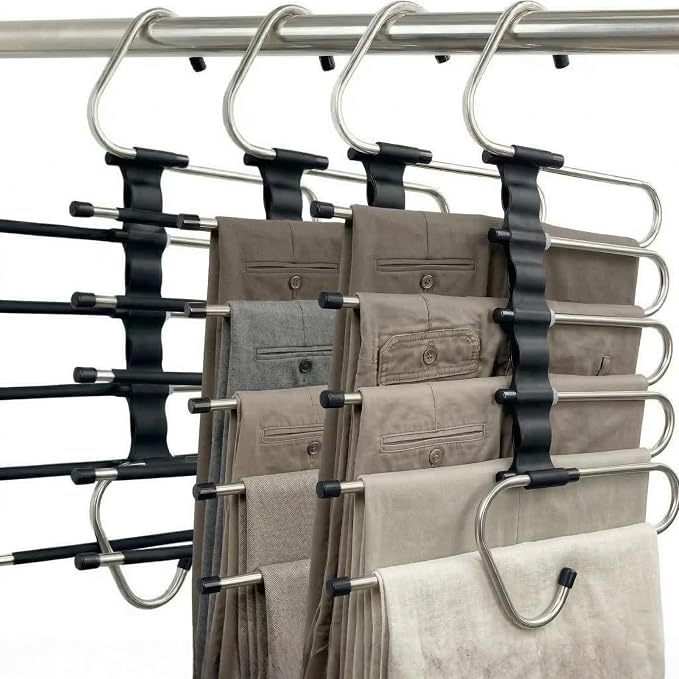 Pants Hangers Space Saving, 5 Tier Jeans Hanger by Feerahozer
