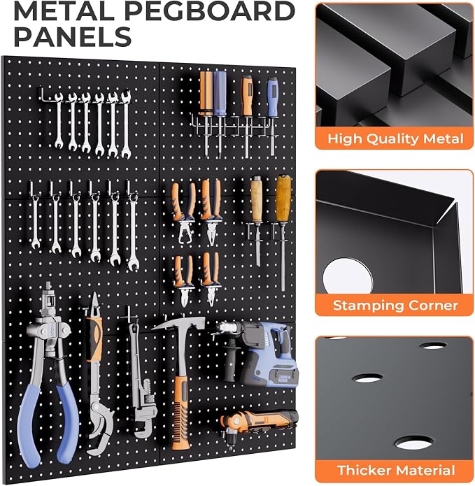 INCLY 90PCS Pegboard Wall Organizer, 6 Pack Metal Peg Board Panels - Image 5