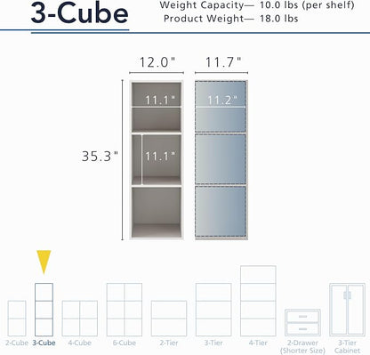 Homes: Inside + Out Apexa 3-Cube Storage Organizer Shelves, Stackable Wood - Image 3
