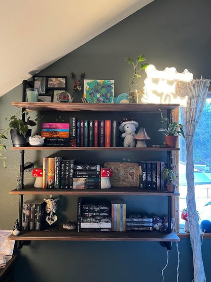 HDDFER Pipe Shelves Industrial Pipe Shelving Shelves Real Wood Industrial - Image 4