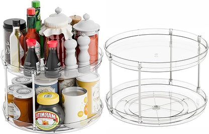 2 Tier Lazy Susan Turntable for Cabinet, Countertop, Double Rotating Kitchen by SuoxingStorage